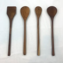 Load image into Gallery viewer, Set of 4 Cooking Kitchen Utensils Teak Wood 14inches ( Three spoons and one spatula)