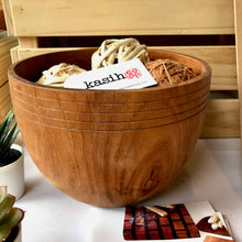 Load image into Gallery viewer, Teak wood salad bowl handmade in Indonesia 8inches W x 7.1inches H