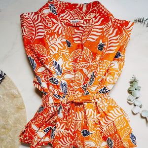 Handmade Batik Robe/ Kimono - Cotton - Carnelian