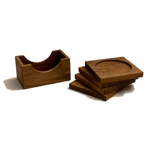 Handmade Teak Wood Coaster Set of Four - Square