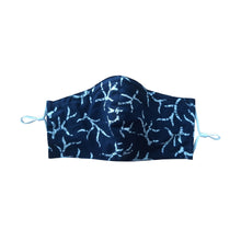 Load image into Gallery viewer, Hand Dyed Indonesia Batik Face Mask Three Layers 100% Cotton with Nose Wire Filter Pocket Soft Elastic Band Black Mark