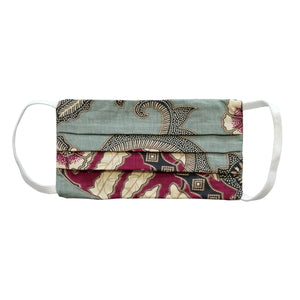 Kids Rectangle Batik Face Mask - Light Green
