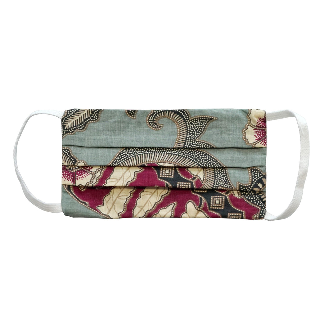 Kids Rectangle Batik Face Mask - Light Green