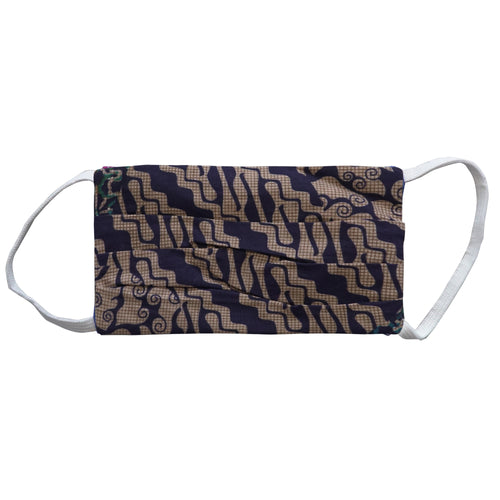 Kids Rectangle Batik Face Mask - Blue and Cream