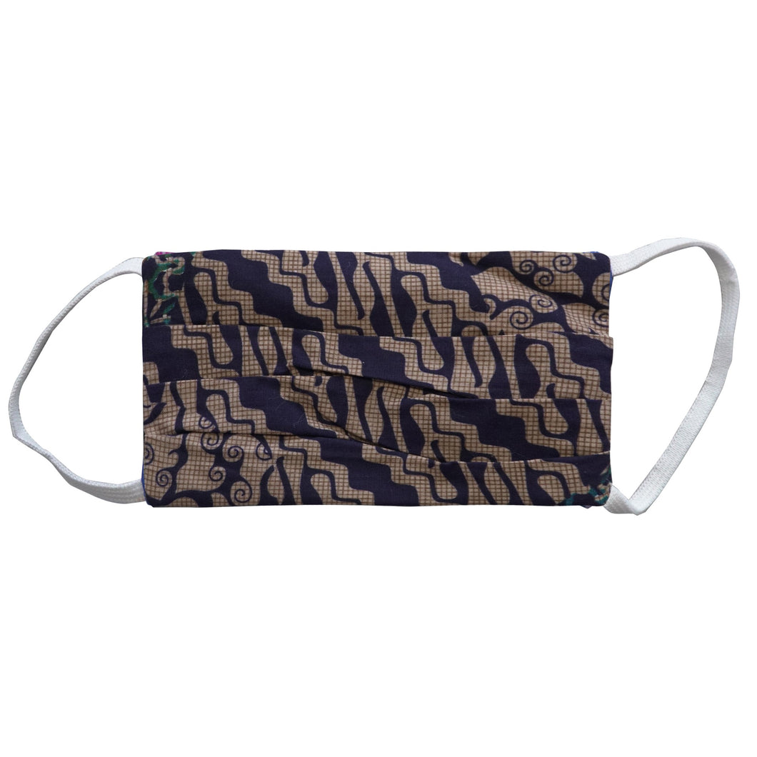 Kids Rectangle Batik Face Mask - Blue and Cream