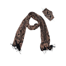 Load image into Gallery viewer, Hand Dyed Indonesia Batik Face Covering &amp; Scarf Set 100% Cotton - Black Brown Harvest