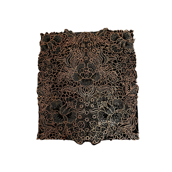 Batik Copper Cap Stamp Indonesian Metal Hand-Stamped Vintage Flower