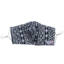 Load image into Gallery viewer, Hand Dyed Indonesia Batik Face Mask Three Layers 100% Cotton with Nose Wire Filter Pocket Soft Elastic Band Black Geometric