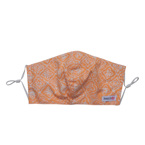 Hand Dyed Indonesia Batik Face Mask Three Layers 100% Cotton with Nose Wire Filter Pocket Soft Elastic Band Yellow Kamboja
