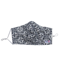 Load image into Gallery viewer, Hand Dyed Indonesia Batik Face Mask Three Layers 100% Cotton with Nose Wire Filter Pocket Soft Elastic Band Black Celestial