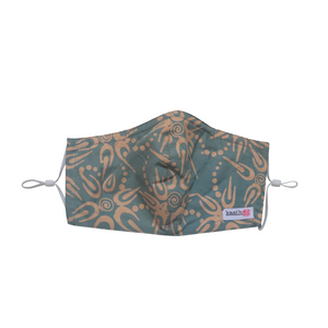 Hand Dyed Indonesia Batik Face Mask Three Layers 100% Cotton with Nose Wire Filter Pocket Soft Elastic Band Blue Burst
