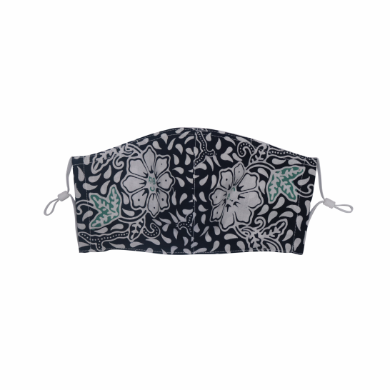 Hand Dyed Indonesia Batik Face Mask Three Layers 100% Cotton with Nose Wire Filter Pocket Soft Elastic Band