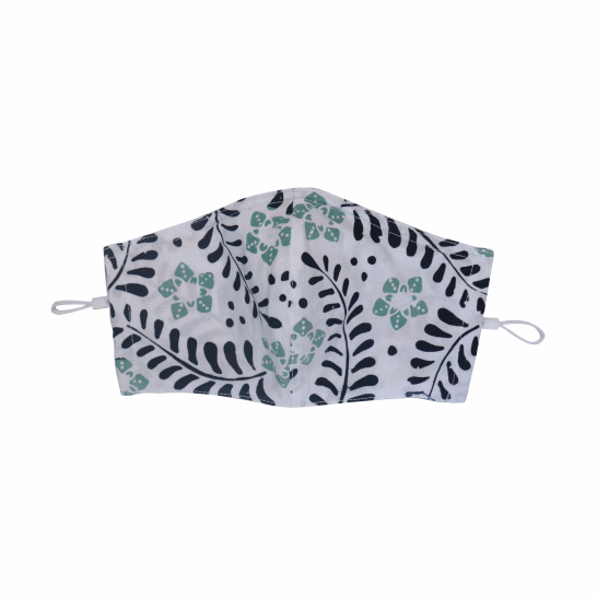 Hand Dyed Indonesia Batik Face Mask Three Layers 100% Cotton with Nose Wire Filter Pocket Soft Elastic Band