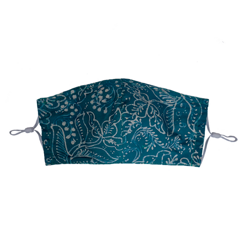 Hand Dyed Indonesia Batik Face Mask Three Layers 100% Cotton with Nose Wire Filter Pocket Soft Elastic Band