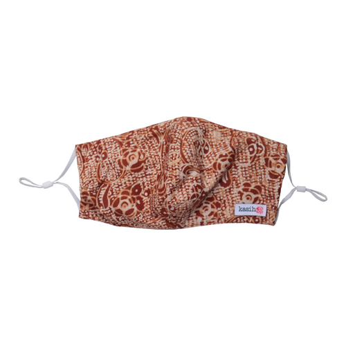Hand Dyed Hand Drawn Indonesia Batik Face Mask Three Layers 100% Cotton with Nose Wire Filter Pocket Soft Elastic Band