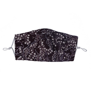 Hand Dyed Indonesia Batik Face Mask Three Layers 100% Cotton with Nose Wire Filter Pocket Soft Elastic Band