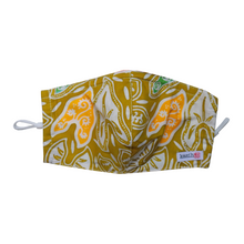 Load image into Gallery viewer, Hand Dyed Indonesia Batik Face Mask Three Layers 100% Cotton with Nose Wire Filter Pocket Soft Elastic Band Green Taro Leaf