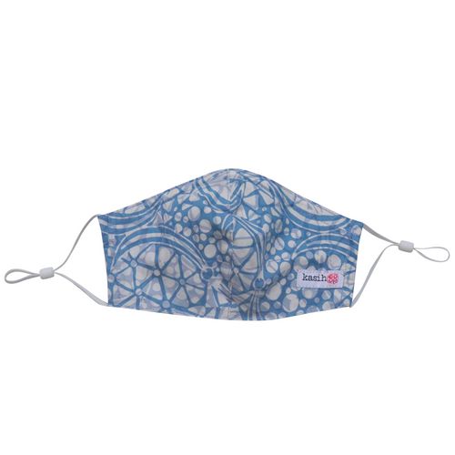 Kids Children Hand Dyed Indonesia Batik Face Covering 100% Cotton - Blue Stone