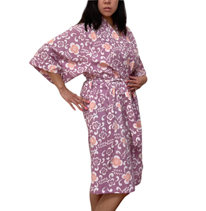 Handmade Batik Robe/ Kimono - Cotton - Plumeria