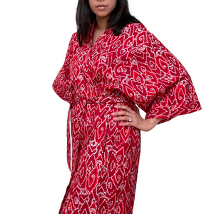 Handmade Batik Robe/ Kimono - Cotton - Storm