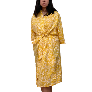 Handmade Batik Robe/ Kimono - Cotton - Twig