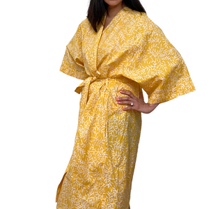Handmade Batik Robe/ Kimono - Cotton - Twig