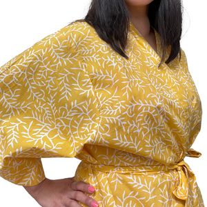 Handmade Batik Robe/ Kimono - Cotton - Twig