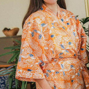 Handmade Batik Robe/ Kimono - Cotton - Carnelian