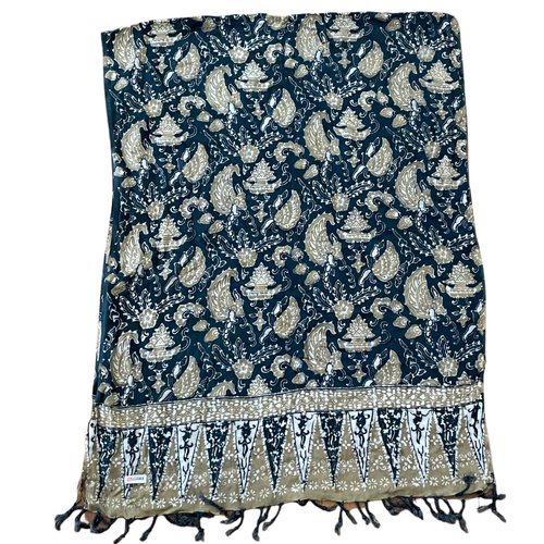 Botanically Dyed Batik Scarf, Cotton, Natural Dye, Riyo