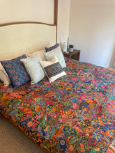Load image into Gallery viewer, Handmade Reversible Batik Quilt Blanket / Throw - TR0039 - Queen and King Bed Size 87&quot;x87&quot;