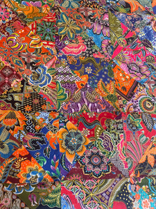 Handmade Reversible Batik Quilt Blanket / Throw - TR0039 - Queen and King Bed Size 87"x87"