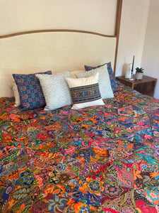 Handmade Reversible Batik Quilt Blanket / Throw - TR0039 - Queen and King Bed Size 87"x87"