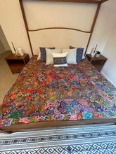 Load image into Gallery viewer, Handmade Reversible Batik Quilt Blanket / Throw - TR0040 - Queen and King Bed Size 87&quot;x87&quot;