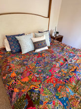 Load image into Gallery viewer, Handmade Reversible Batik Quilt Blanket / Throw - TR0045 - Queen and King Bed Size 87&quot;x87&quot;