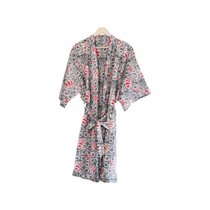 Handmade Batik Robe/ Kimono - Cotton - Bouquet
