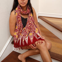 Load image into Gallery viewer, Handmade Batik Scarf - Cotton - Foliage in Red