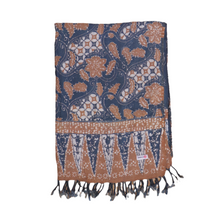 Load image into Gallery viewer, Botanically Dyed Batik Scarf, Cotton, Natural Dye, Kawung Ceplok