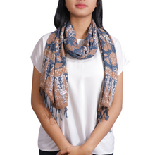 Load image into Gallery viewer, Botanically Dyed Batik Scarf, Cotton, Natural Dye, Kawung Ceplok