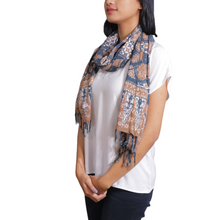 Load image into Gallery viewer, Botanically Dyed Batik Scarf, Cotton, Natural Dye, Kawung Ceplok