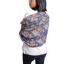 Load image into Gallery viewer, Botanically Dyed Batik Scarf, Cotton, Natural Dye, Kawung Ceplok