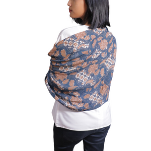 Botanically Dyed Batik Scarf, Cotton, Natural Dye, Kawung Ceplok