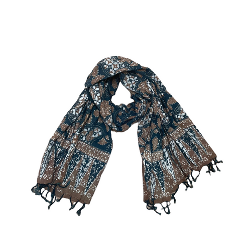 Botanically Dyed Batik Scarf, Cotton, Natural Dye, Palm