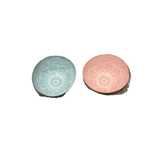 Painted Coconut Bowls Small 5" Two Bowls in Pink and Blue Each