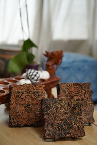 Batik Copper Cap Stamp Indonesian Metal Hand-Stamped Vintage Flower