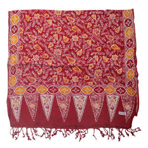 Handmade Batik Scarf - Cotton - Foliage in Red