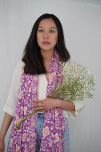 Handmade Batik Scarf - Cotton - Plumeria