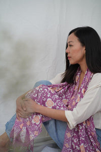 Handmade Batik Scarf - Cotton - Plumeria