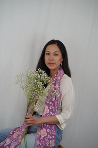 Handmade Batik Scarf - Cotton - Plumeria