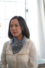 Load image into Gallery viewer, Indigo Botanically Dyed Batik Bandana Hand Drawn &amp; Hand Stamped - Natural Dye - kembang kupu
