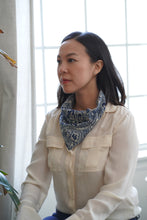 Load image into Gallery viewer, Indigo Botanically Dyed Batik Bandana Hand Drawn &amp; Hand Stamped - Natural Dye - kembang kupu